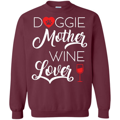 Doggie Mother Wine Lover Dog And Wine Gift Shirt For Mom Maroon