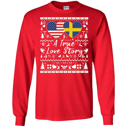 Christmas T-shirt American Swedish A True Love Story Red