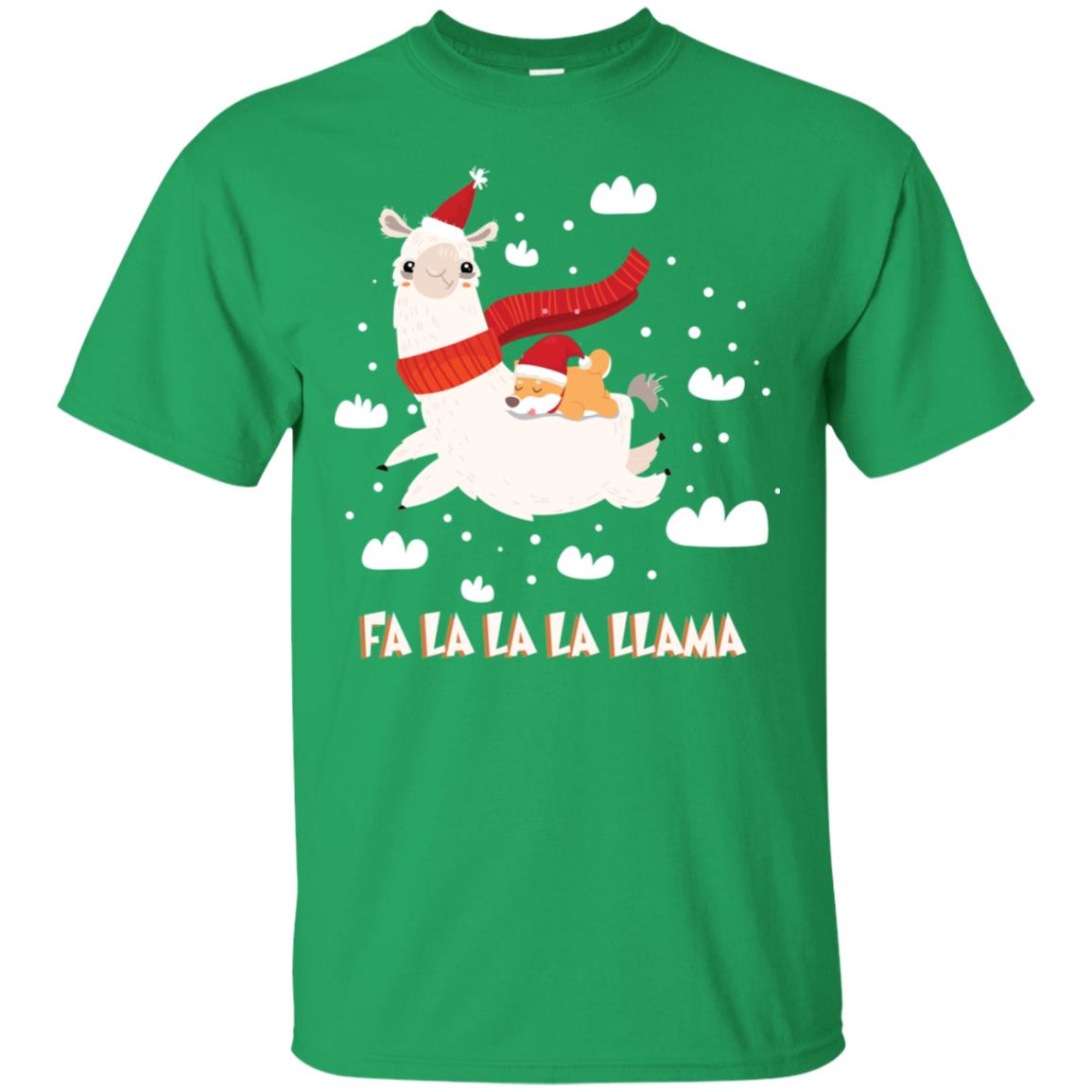 Fa La La La Llama With Shiba Inu X-mas Gift Shirt Irish Green