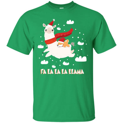 Fa La La La Llama With Shiba Inu X-mas Gift Shirt Irish Green