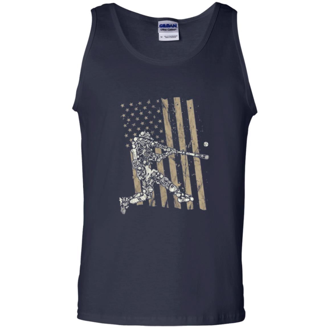 Baseball Player T-shirt American Flag Navy