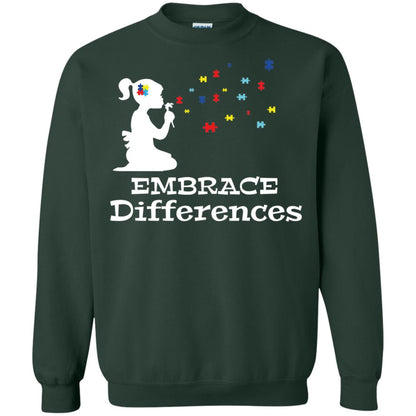 Embrace Differences Autism Awareness T-shirt Forest Green