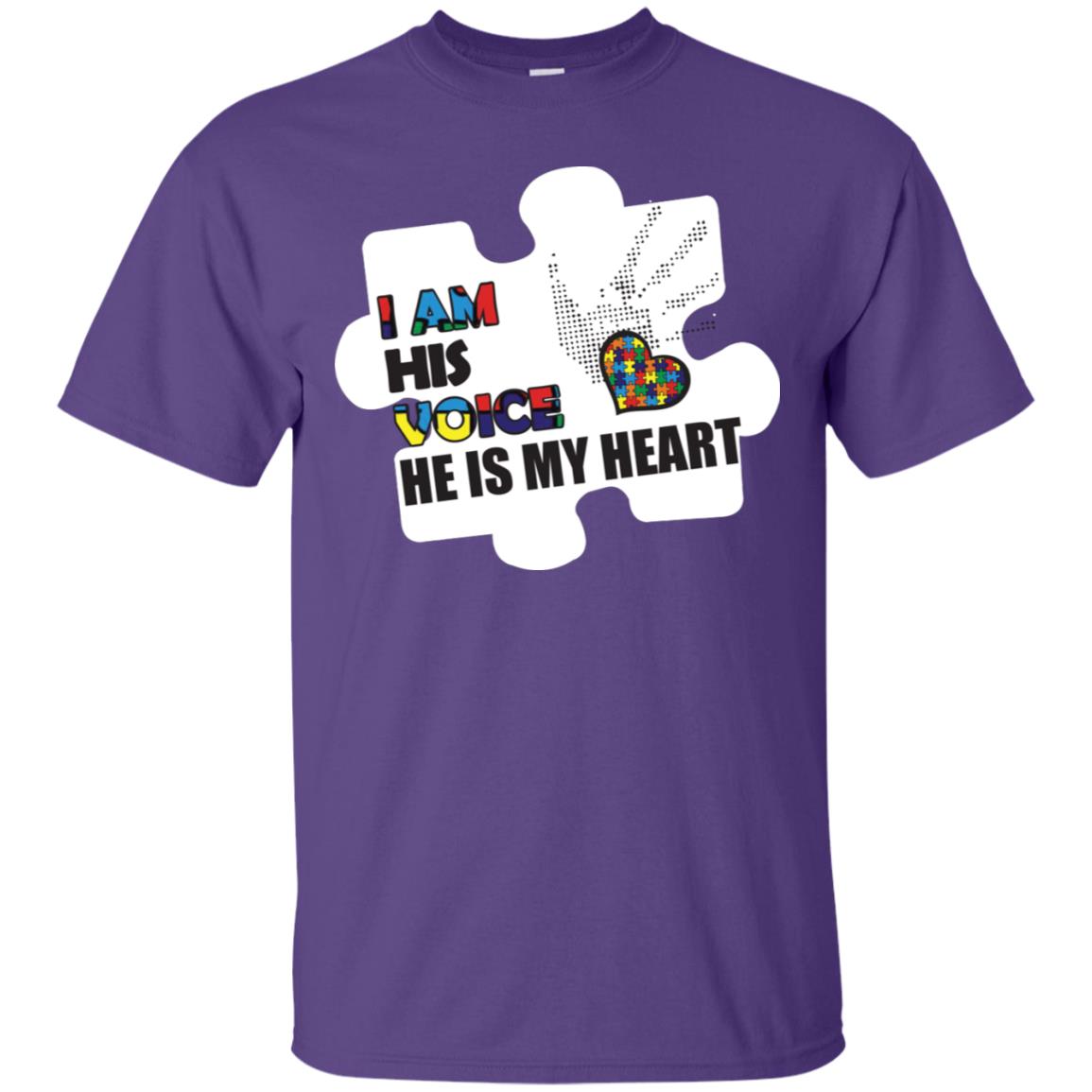 I Am His Voice He Is My Heart Autism Awareness Gift Shirt Purple