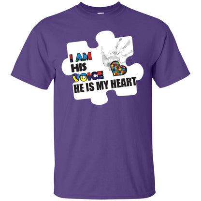 I Am His Voice He Is My Heart Autism Awareness Gift Shirt Purple