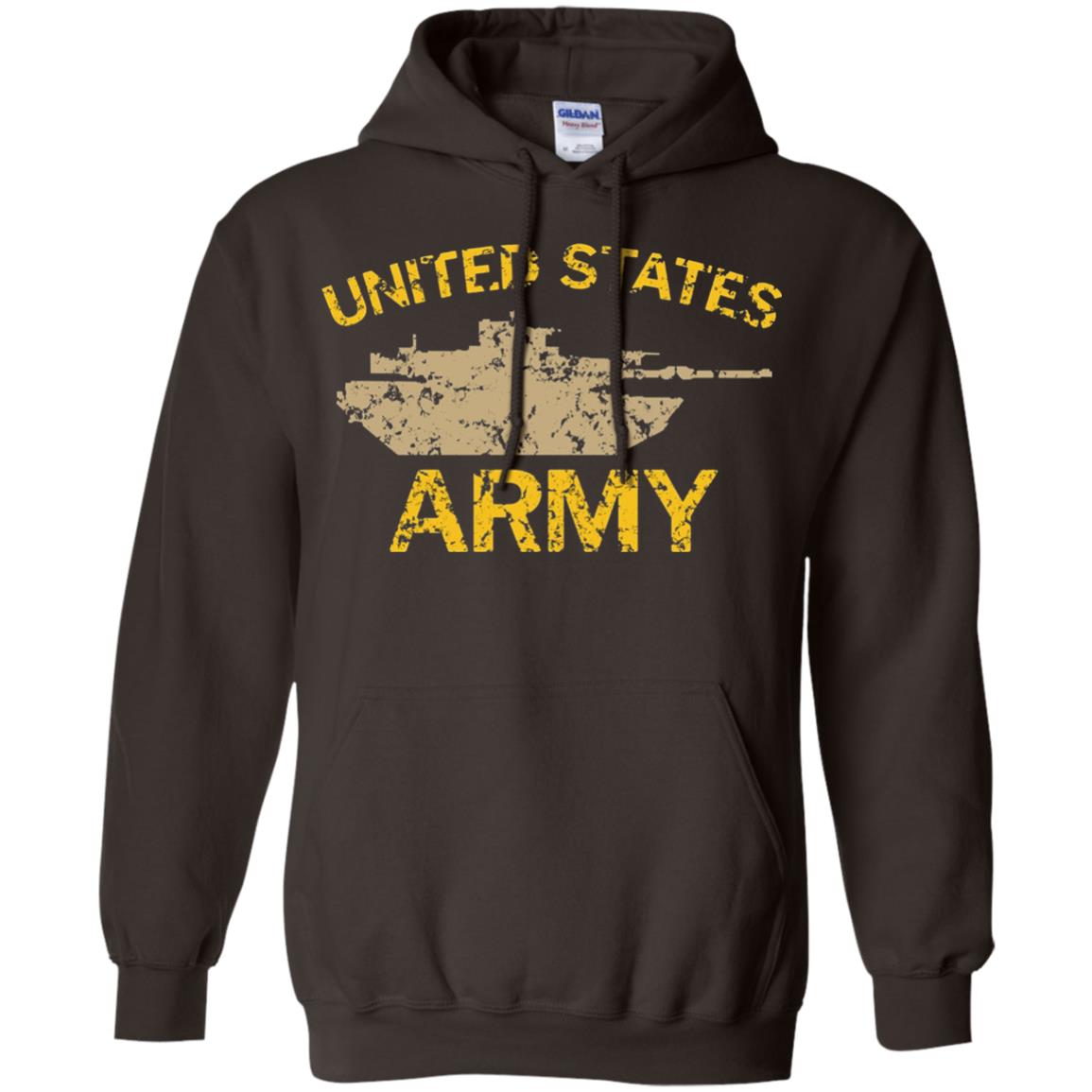 United States Army M1a2 Abrams Tusk Tank Grunge T-shirt Dark Chocolate