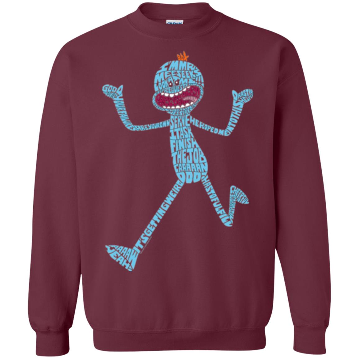 Cartoon T-shirt It_s Mr. Meeseeks Typography Maroon