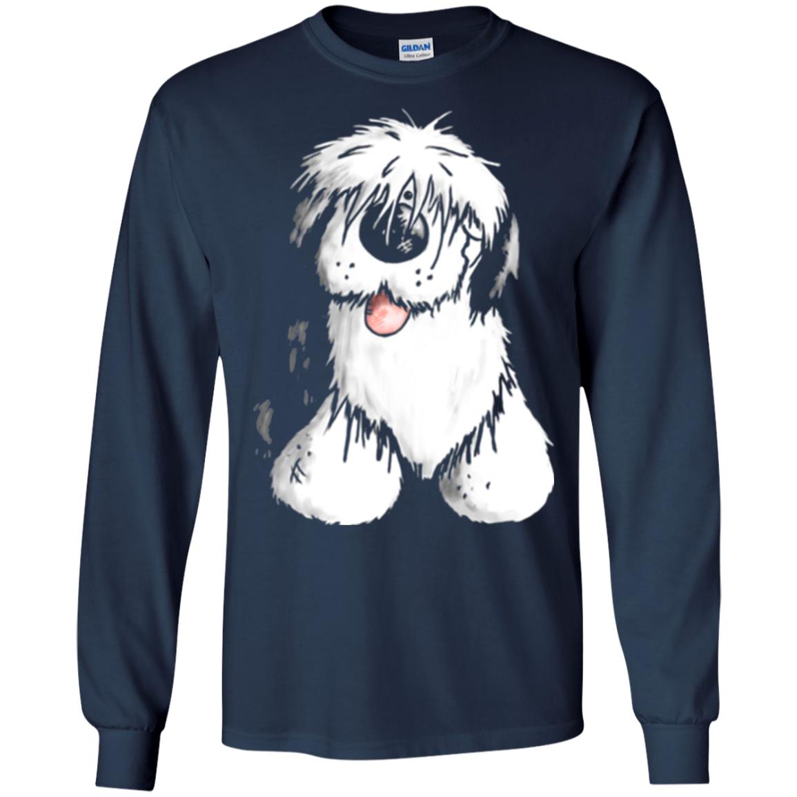 Dog Lover T-shirt Happy Old English Sheepdog Navy