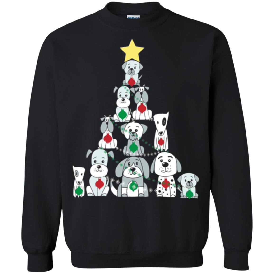 Dogs Lovers T-shirt Christmas Tree By Dogs Black