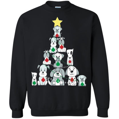 Dogs Lovers T-shirt Christmas Tree By Dogs Black