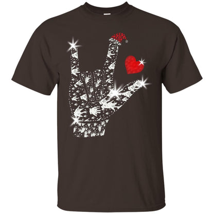 Rocknroll Sign Hand With Santa Claus Hat X-mas Shirt For Rock Music Lovers Dark Chocolate