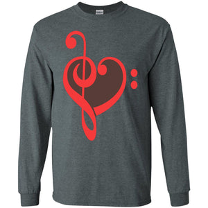 Heart Bass Clef Heart Music Lovers ShirtG240 Gildan LS Ultra Cotton T-Shirt