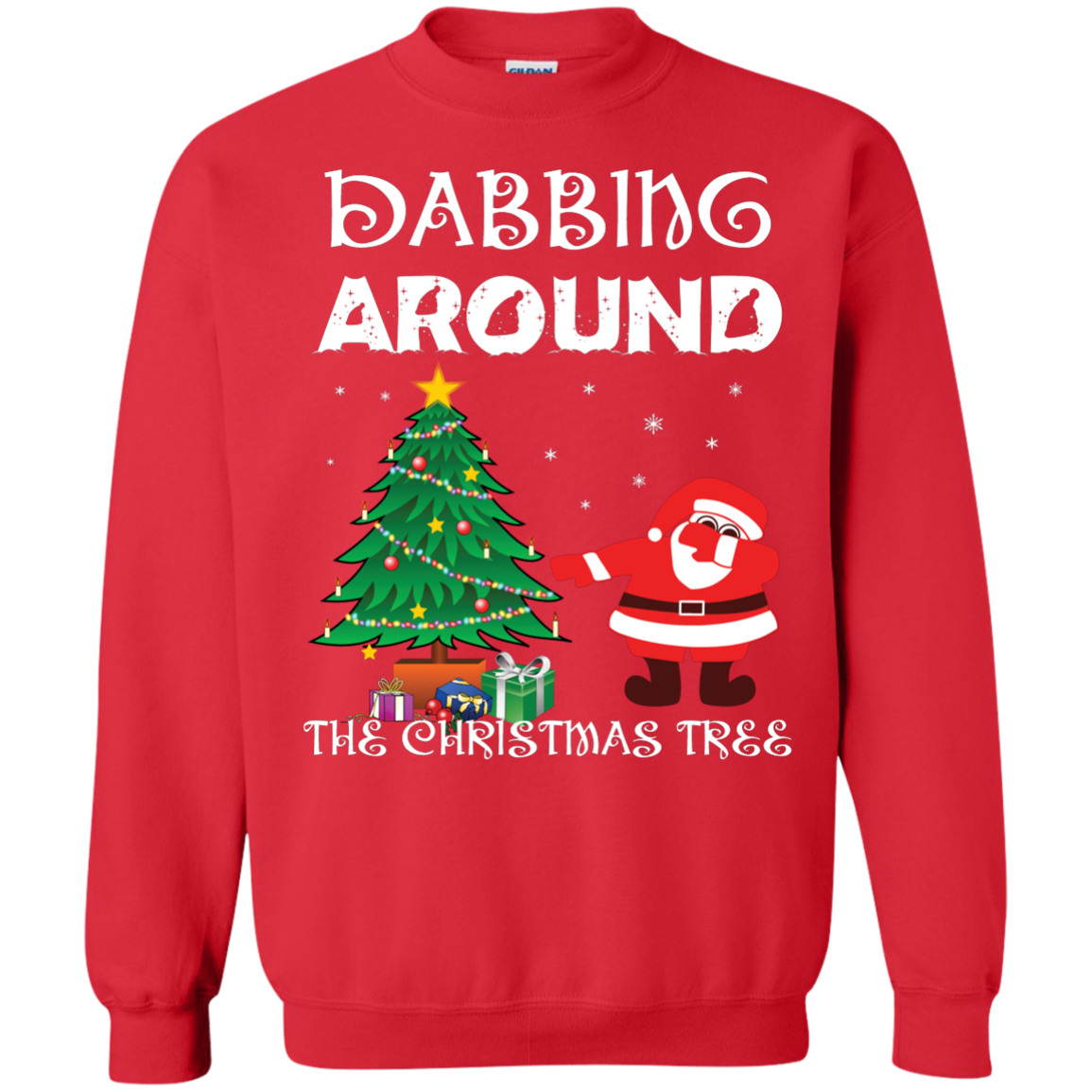 Christmas T-Shirt Dabbing Around The Christmas Tree Red