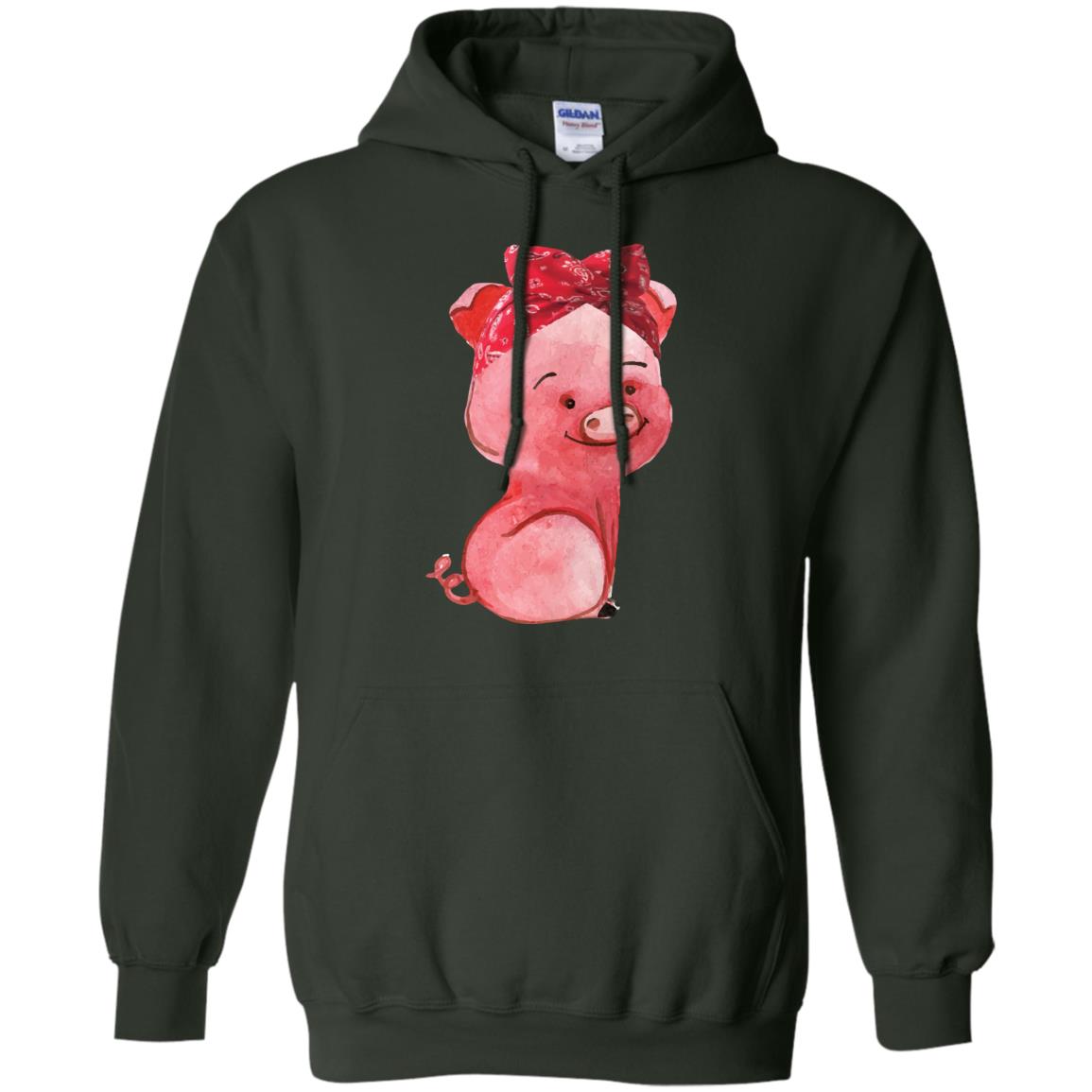 Pig Bandana Cute Pig Lovers Shirt For Girl And Women Forest Green