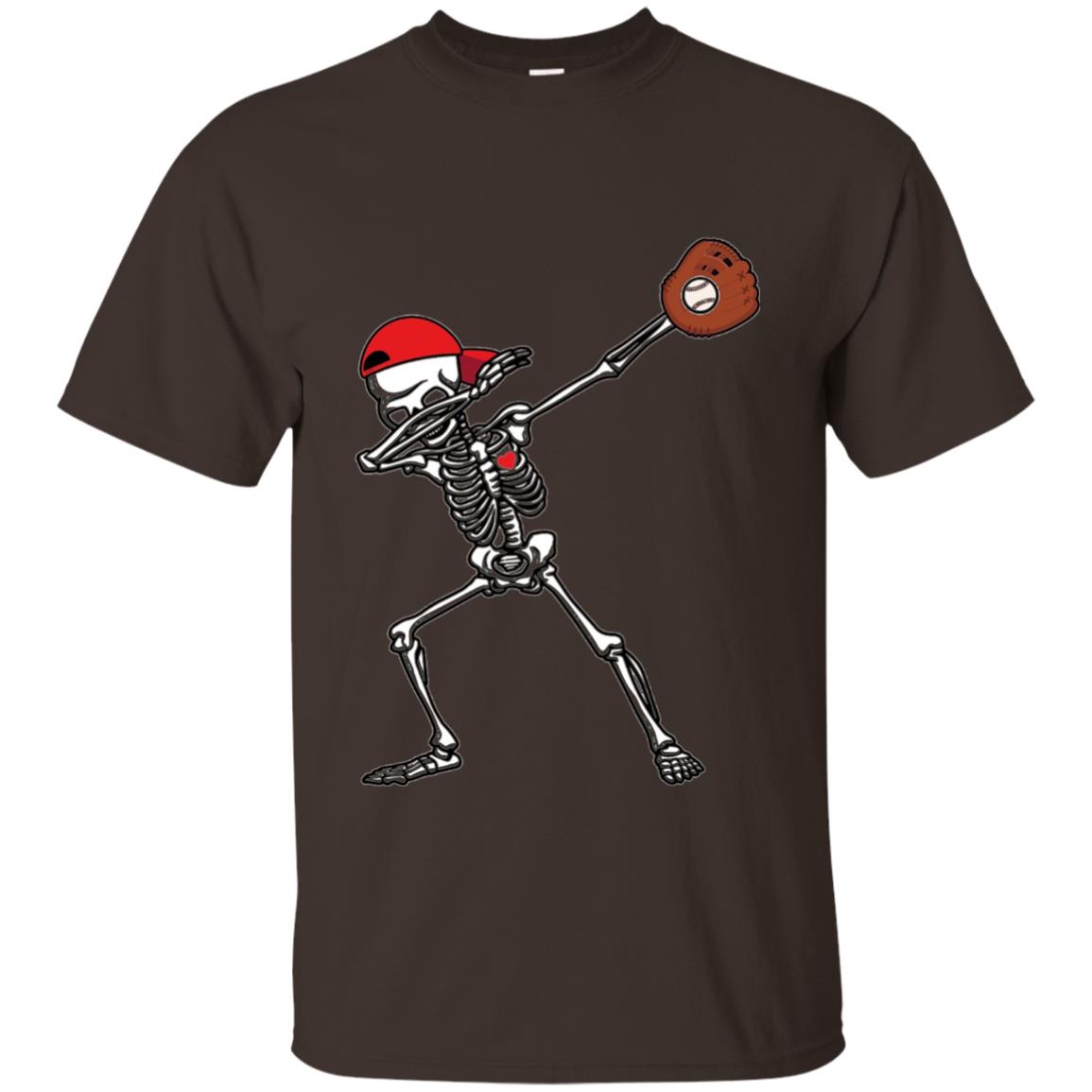 Dabbing Skeleton Baseball Lover T-shirt Dark Chocolate