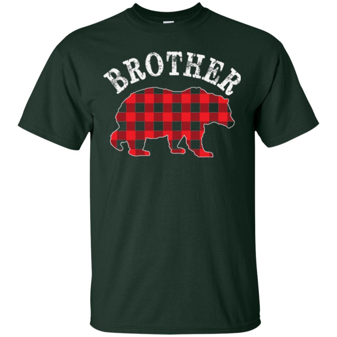 Christmas T-shirt Red Plaid Brother Bear Forest Green