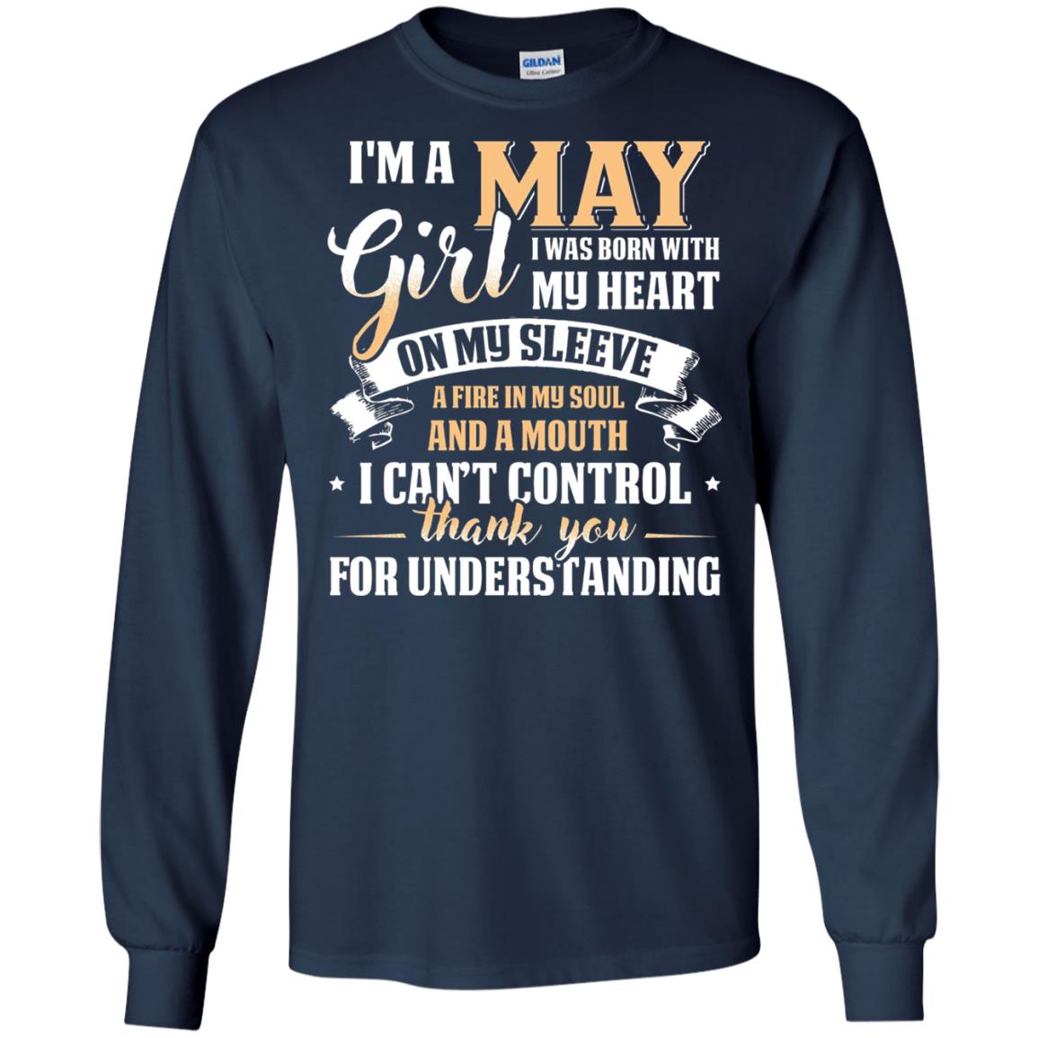 Im A May Girl I Was Born With My Heart On My Sleeve Navy