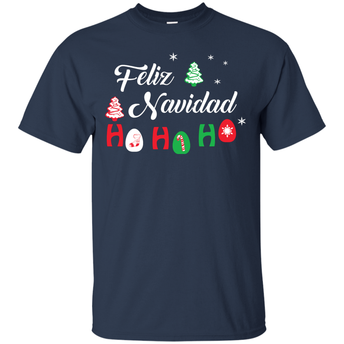 Chirstmas T-Shirt Feliz Navidad Ho Ho Ho Navy