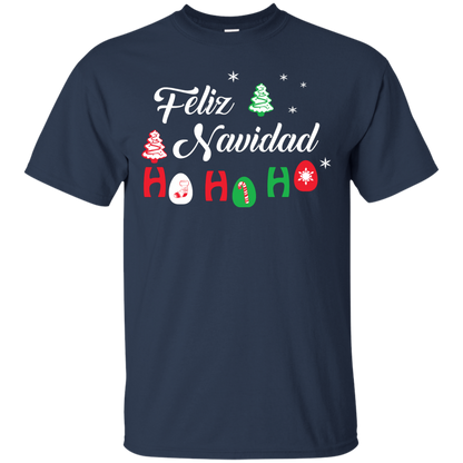 Chirstmas T-Shirt Feliz Navidad Ho Ho Ho Navy
