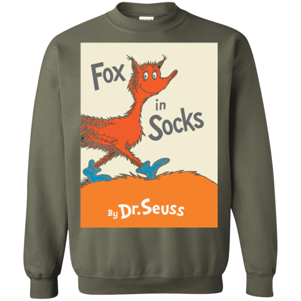 Dr. Seuss Fox In Socks Book Lover T-shirt Military Green