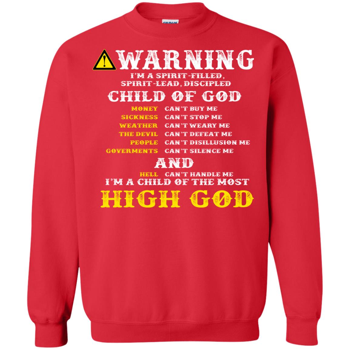 Christian T-shirt Warning I’m A Spirit-filled Spirit-lead Discipled Child Of God Red