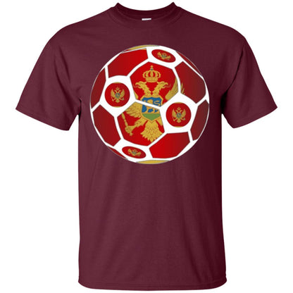 Montenegro Flag Soccer Ball Soccer Lover T-shirt Maroon