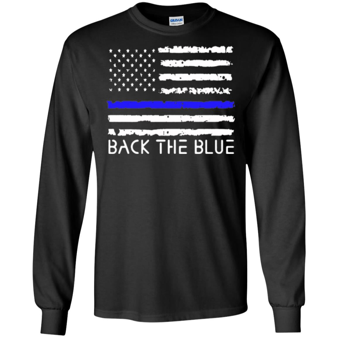 Thin Blue Line T-shirt Back The Blue Black