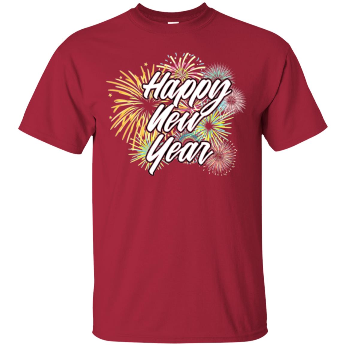 Happy New Year T-shirt Fireworks Cardinal
