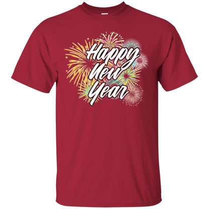 Happy New Year T-shirt Fireworks Cardinal