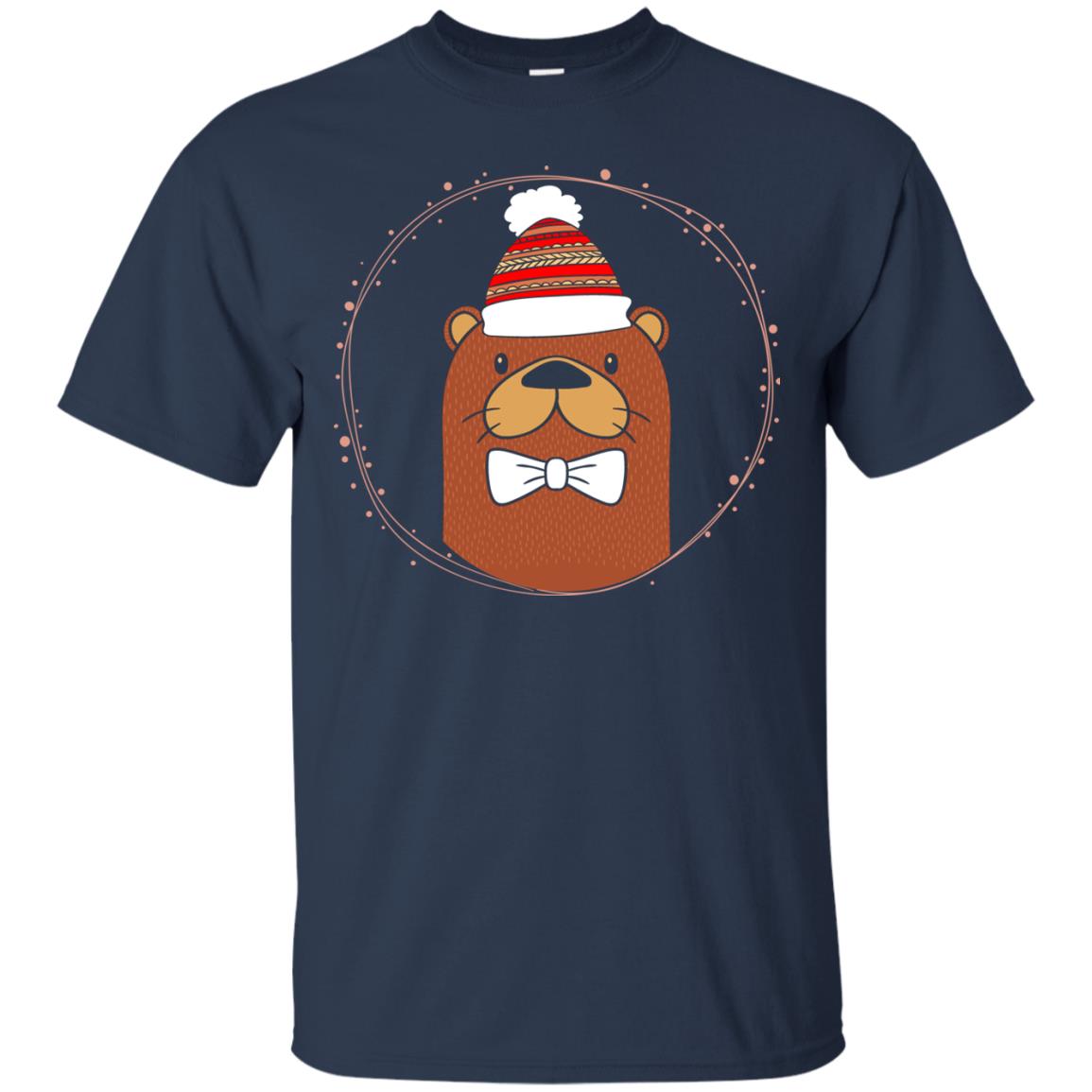Otter Wearing A Lovely Beanie Gift Shirt For Otter Lover Navy