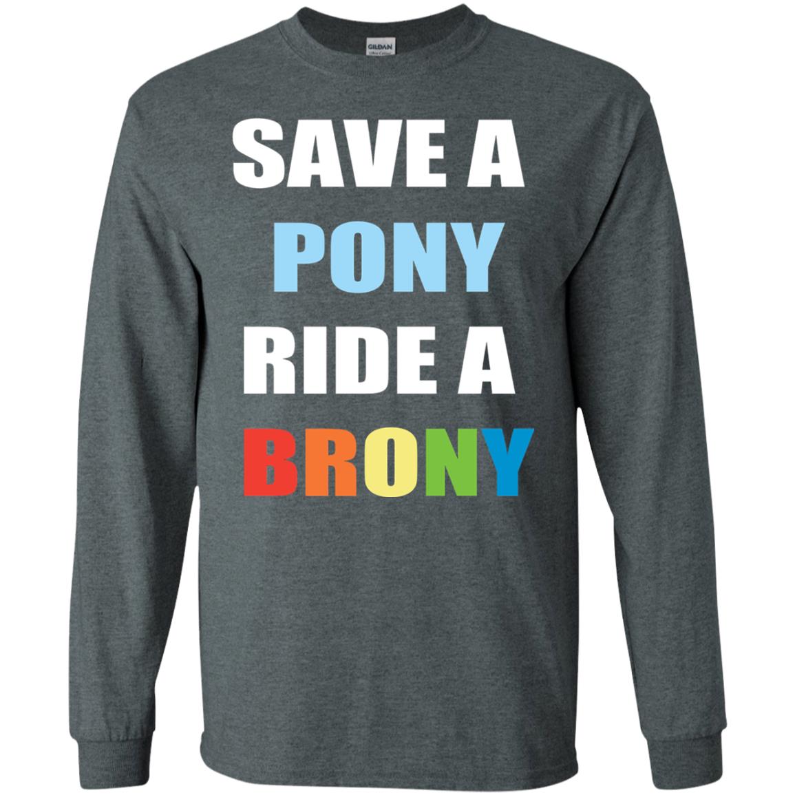 Save A Pony Ride A Brony Funny Bronies T-shirt Dark Heather
