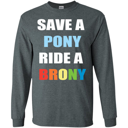 Save A Pony Ride A Brony Funny Bronies T-shirt Dark Heather
