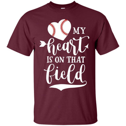 My Heart Is On That Field Softball Mom Shirt Maroon