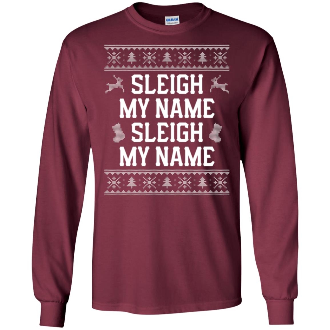 Christmas T-shirt Sleigh My Name Maroon