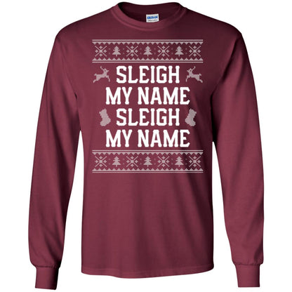 Christmas T-shirt Sleigh My Name Maroon