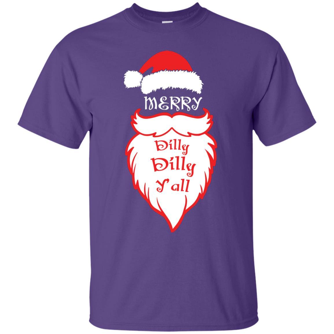 Christmas T-shirt Merry Dilly Dilly Y'all Purple