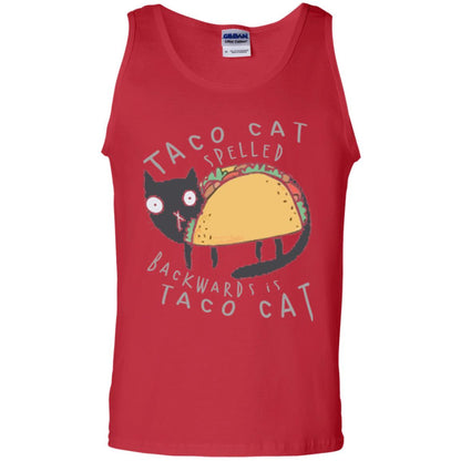 Cat Lovers T-shirt Taco Cat Spelled Backward Is Taco Cat Red