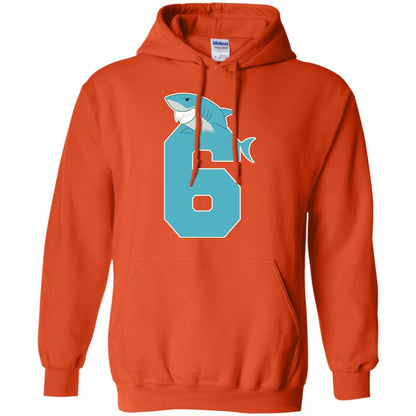 6th Birthday Shark Party Shirt Orange