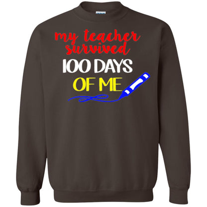 Student T-shirt My Teacher Survived 100 Days Of Me Dark Chocolate