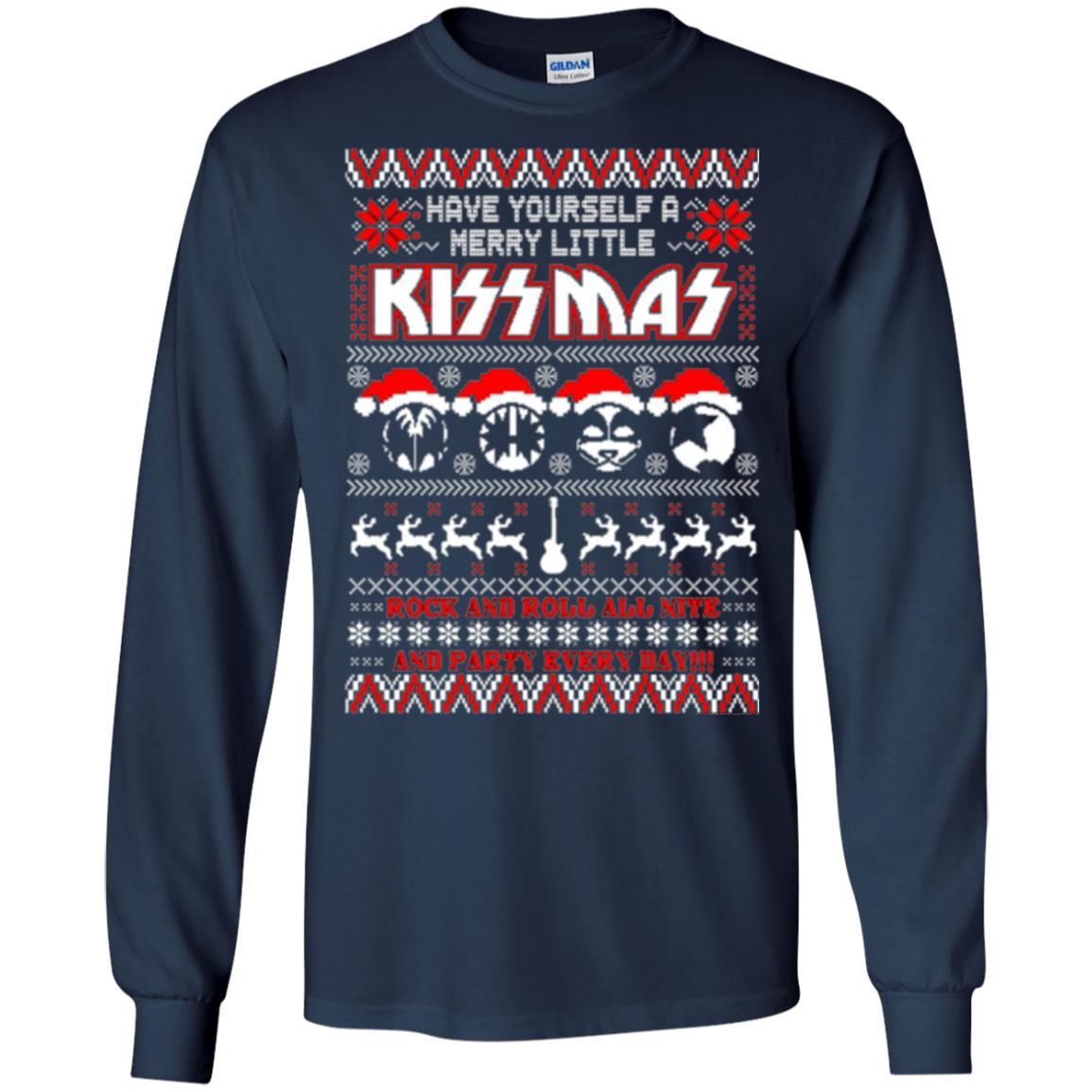 Christmas T-shirt Have Yourself A Merry Little Kissmas Navy