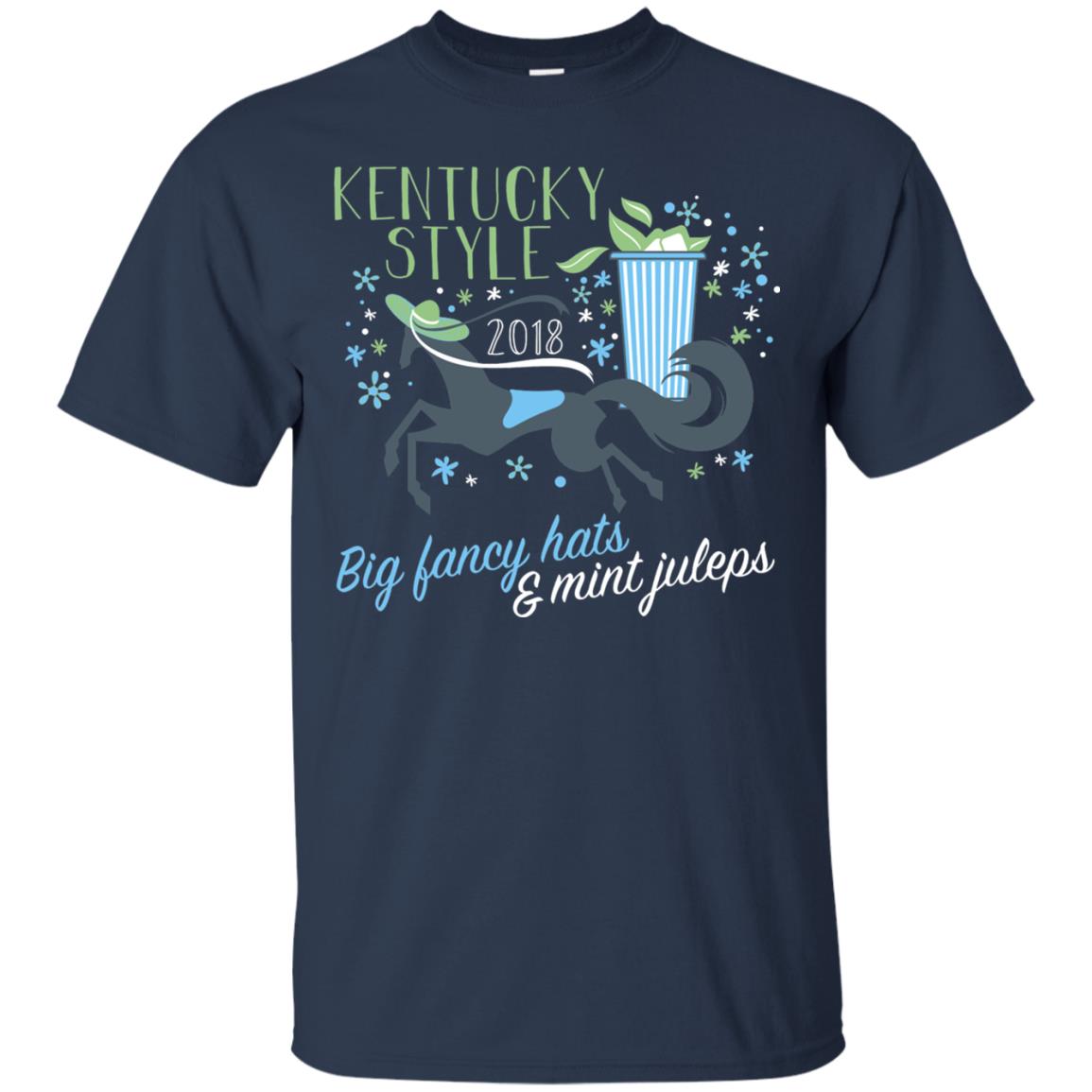 Kentucky Style Horse Big Funny Hats And Mint Juleps 2018 Shirt Navy