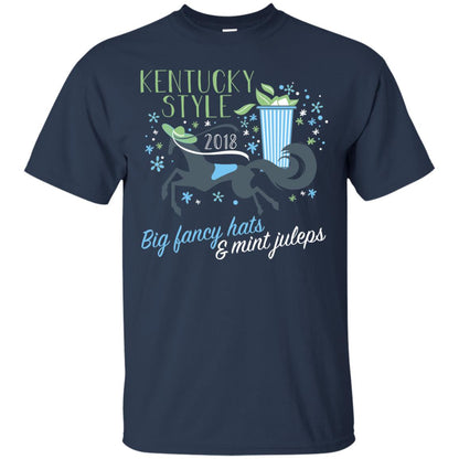 Kentucky Style Horse Big Funny Hats And Mint Juleps 2018 Shirt Navy