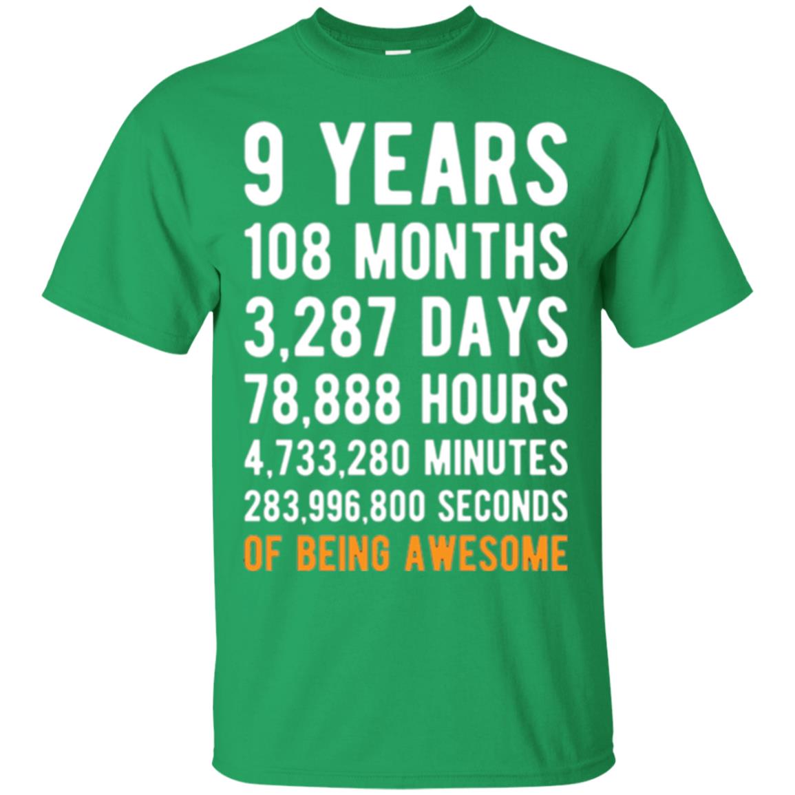 9th Birthday T-shirt 9 Years Old Being Awesome Irish Green
