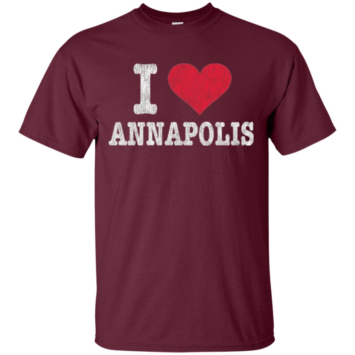 Distressed Retro I Love Annapolis T-shirt Maroon