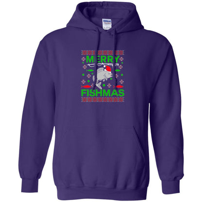 Christmas T-shirt Merry Fishmas Merry Christmas Fisherman Purple