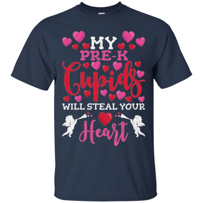Teacher Valentines Day Shirt My Pre-k Cupids Will Steal Your Heart Navy