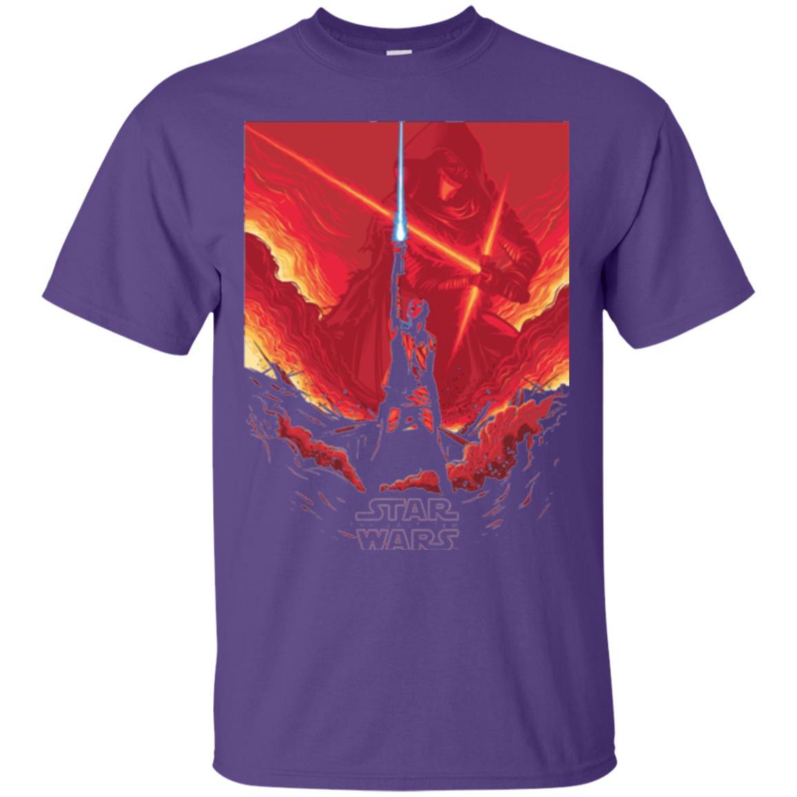 Film T-shirt Star Wars Last Jedi Rey Saber Reach Red Poster Purple