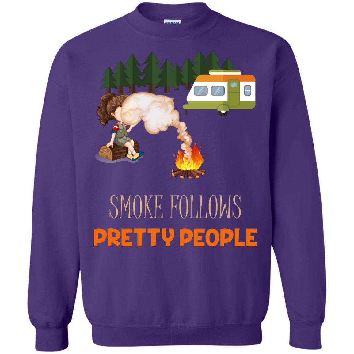 Smoke Follows Pretty People Camping Bbq Gift Shirt Purple