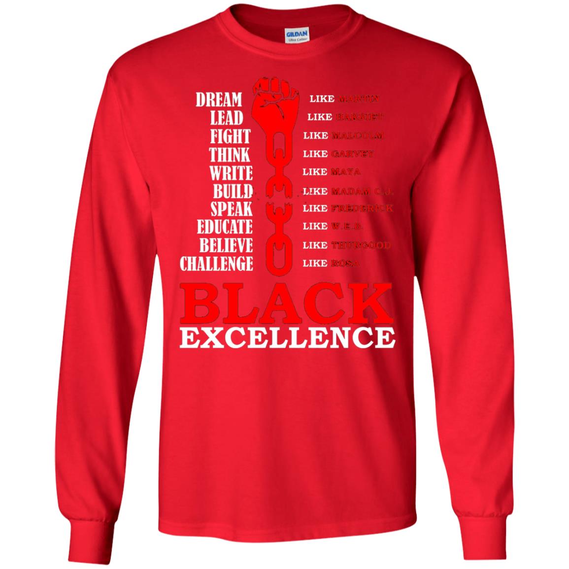 Black Excellence Black Af Proud African American T-shirt Red