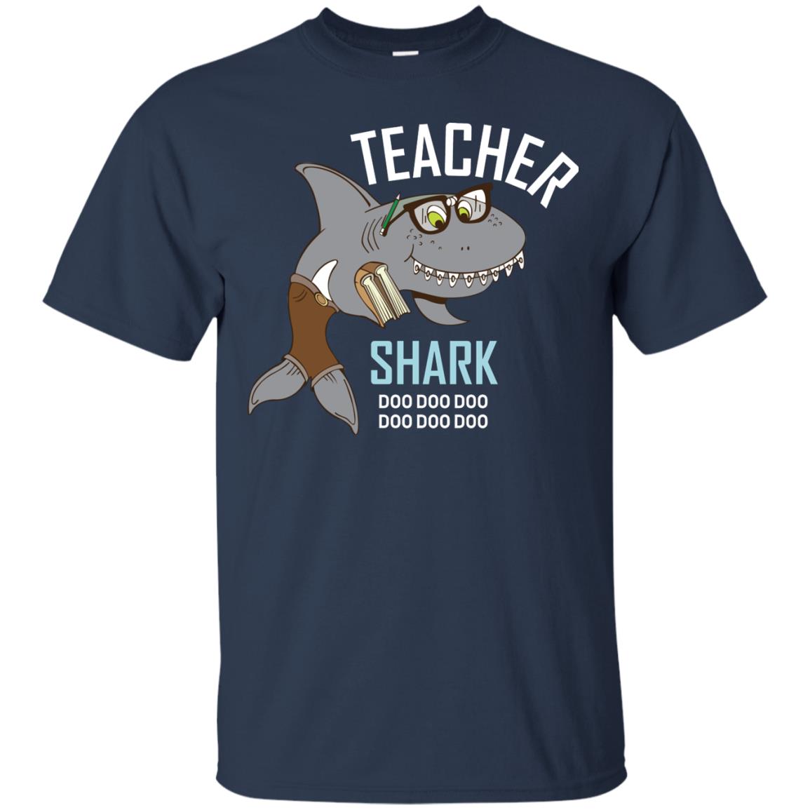 Teacher Shark Doo Doo Doo Family Shark Shirt Navy