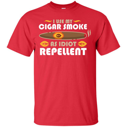 I Use My Cigar Smoke As Idiot Repellent Funny Cigar T-shirt For Mens Red